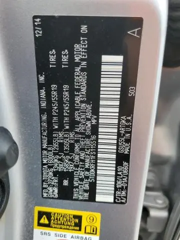 2015 TOYOTA HIGHLANDER LIMITED