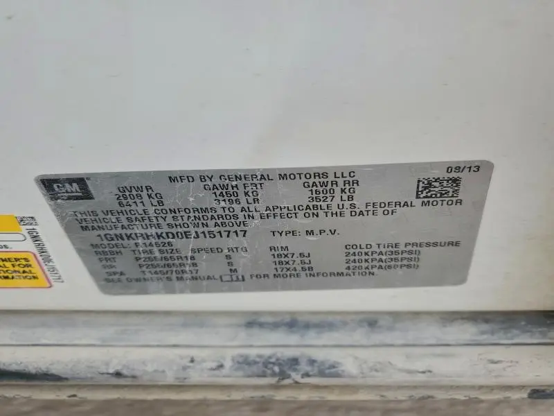 2014 CHEVROLET TRAVERSE LT  