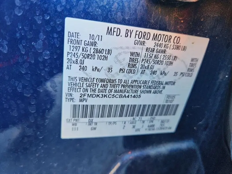 2012 FORD EDGE LIMITED  