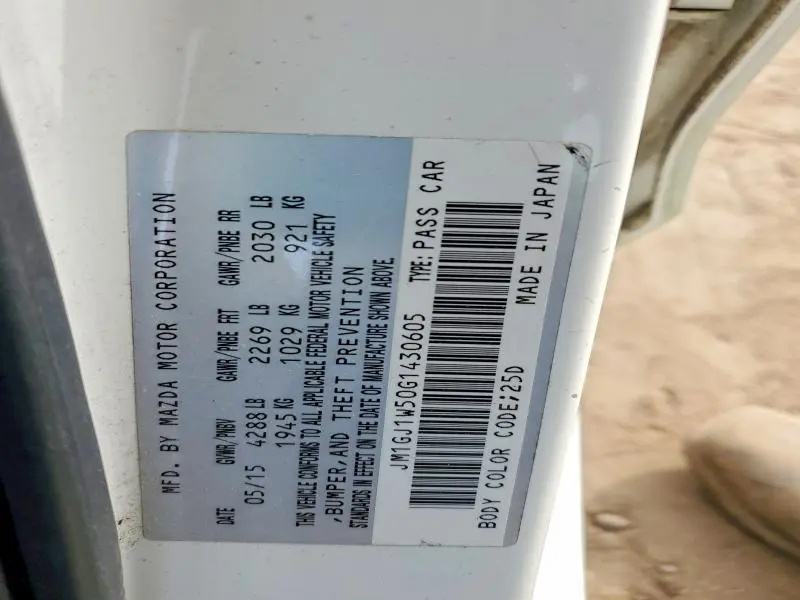 2016 MAZDA 6 GRAND TOURING  