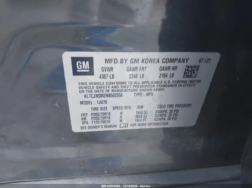 2022 CHEVROLET TRAX AWD LS