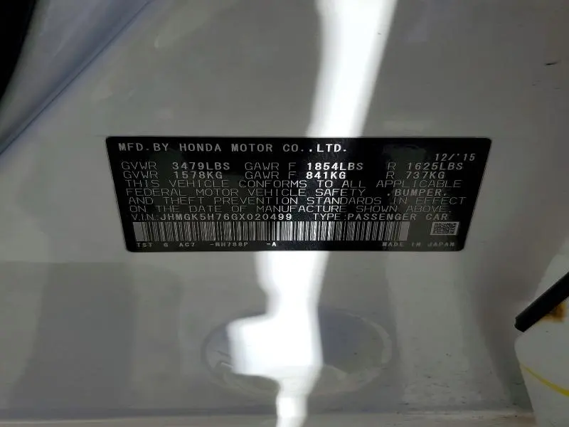 2016 HONDA FIT EX  