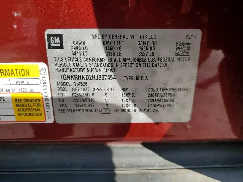 2017 CHEVROLET TRAVERSE LT  