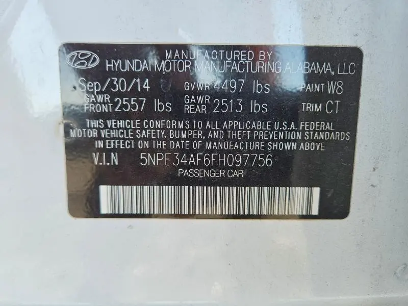 2015 HYUNDAI SONATA SPORT  