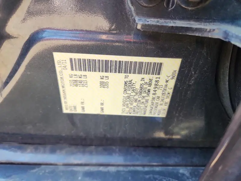 2011 NISSAN MAXIMA 3.5 S  