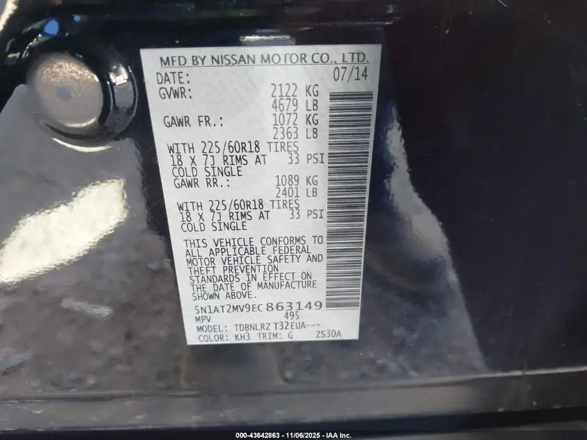 2014 NISSAN ROGUE SL