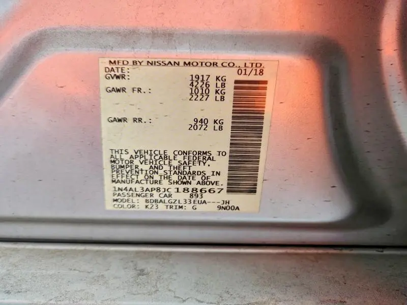 2018 NISSAN ALTIMA 2.5  