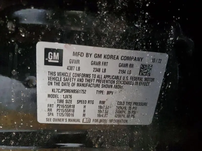 2022 CHEVROLET TRAX 1LT  