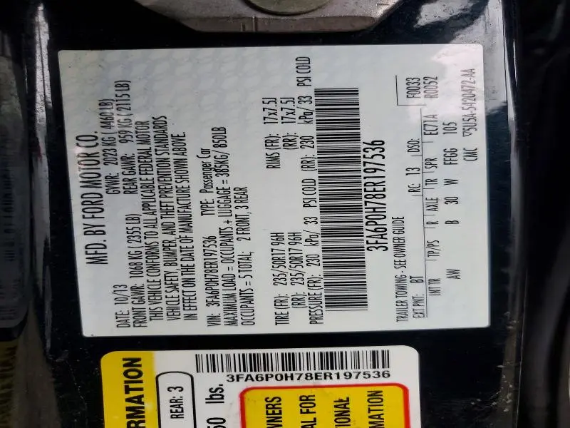 2014 FORD FUSION SE  