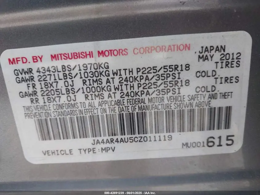 2012 MITSUBISHI OUTLANDER SPORT SE