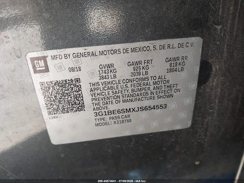 2018 CHEVROLET CRUZE LT AUTO
