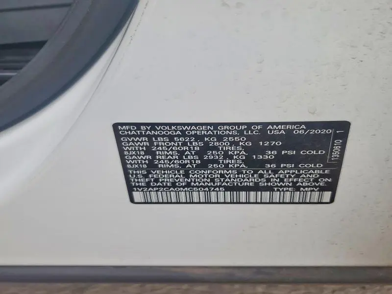 2021 VOLKSWAGEN ATLAS S  