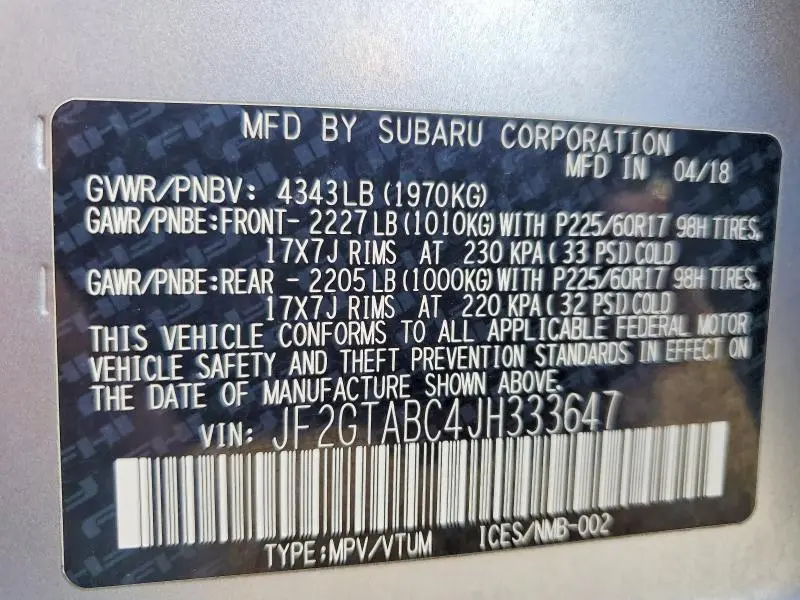 2018 SUBARU CROSSTREK PREMIUM  