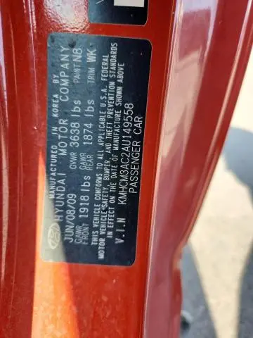 2010 HYUNDAI ACCENT BLUE  