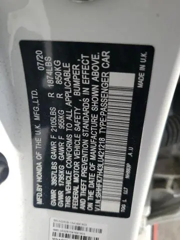 2020 HONDA CIVIC SPORT  