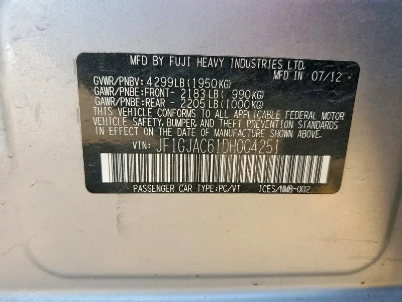 2013 SUBARU IMPREZA PREMIUM  