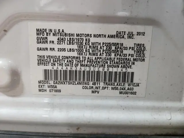 2013 MITSUBISHI OUTLANDER SPORT ES  