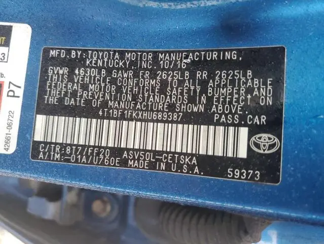 2017 TOYOTA CAMRY LE  