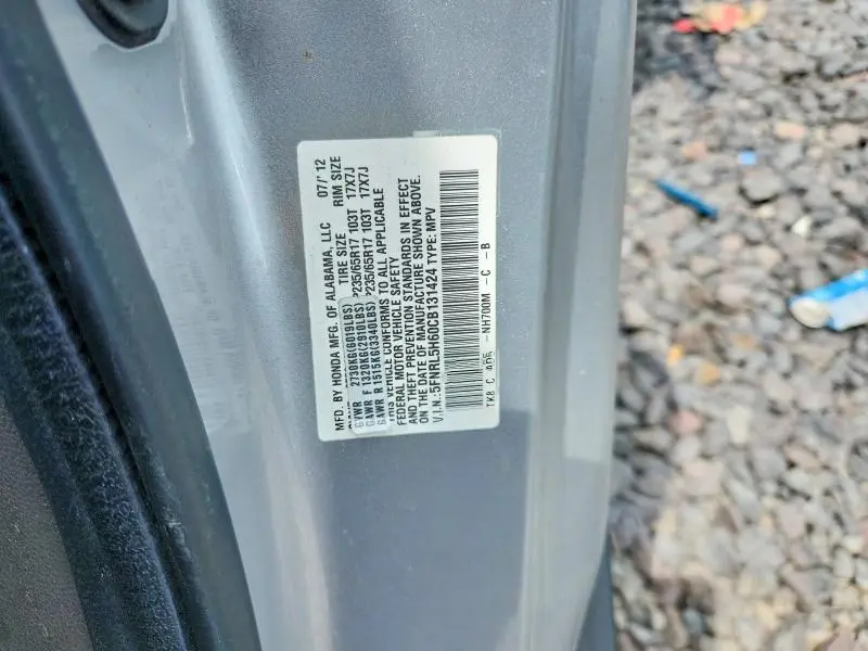 2012 HONDA ODYSSEY EXL  