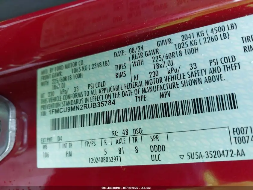 2024 FORD ESCAPE ST-LINE