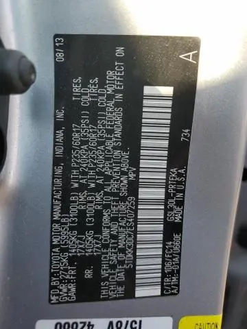 2014 TOYOTA SIENNA LE  