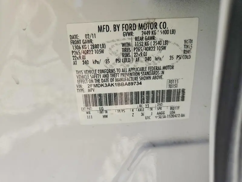 2011 FORD EDGE SPORT  