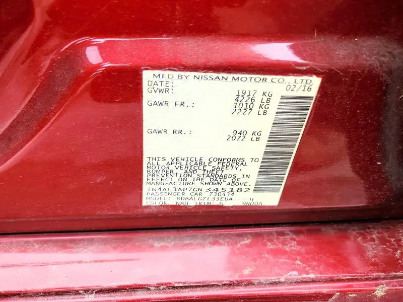 2016 NISSAN ALTIMA 2.5 S  