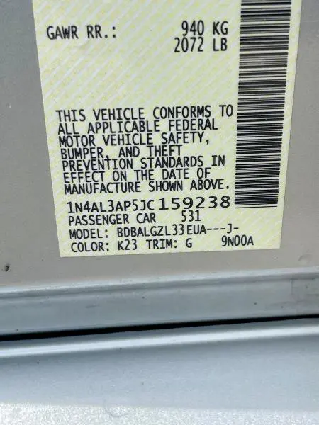 2018 NISSAN ALTIMA 2.5 S  