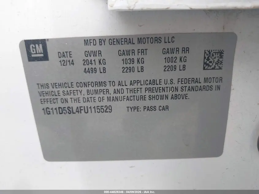 2015 CHEVROLET MALIBU 2LT