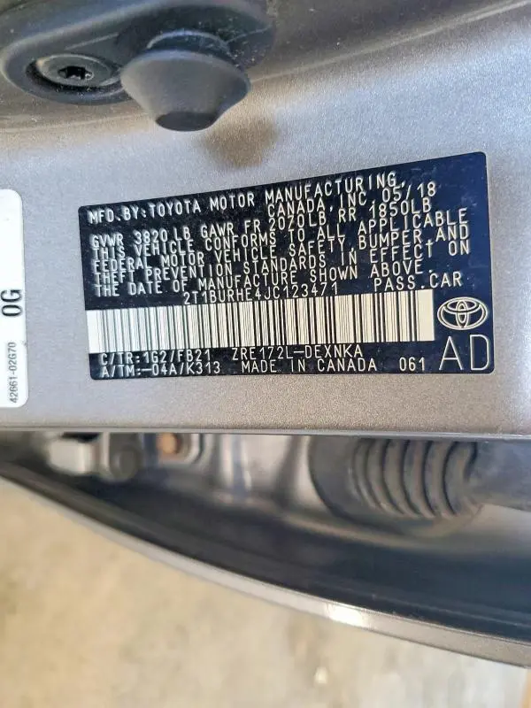 2018 TOYOTA COROLLA LE  