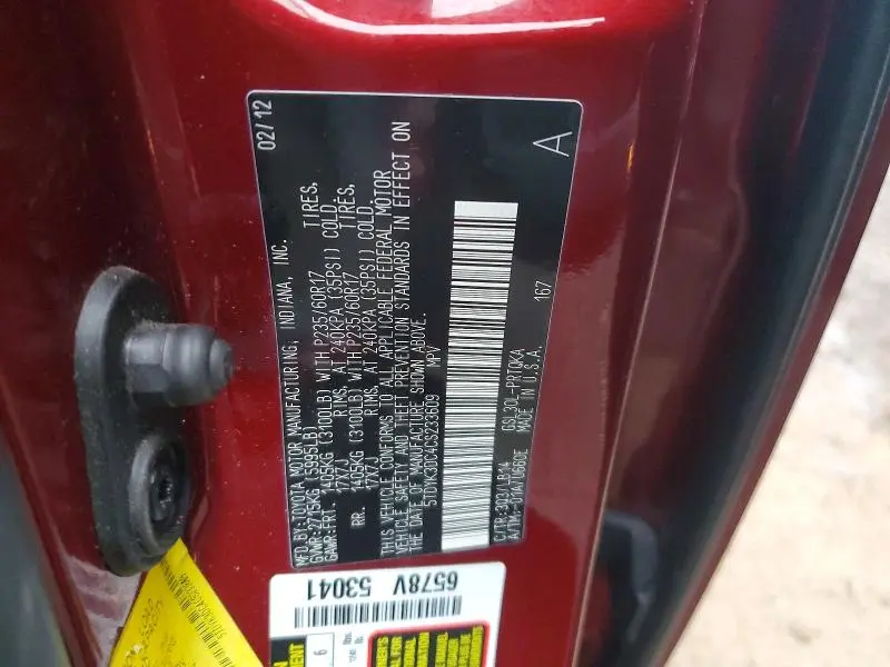 2012 TOYOTA SIENNA XLE  