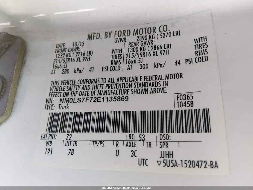 2014 FORD TRANSIT CONNECT XLT