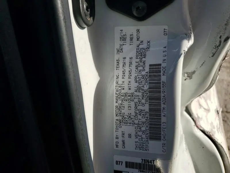 2014 TOYOTA TACOMA BASE  