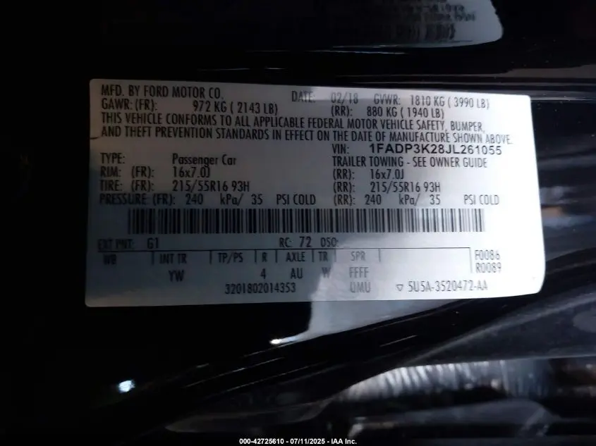 2018 FORD FOCUS SE