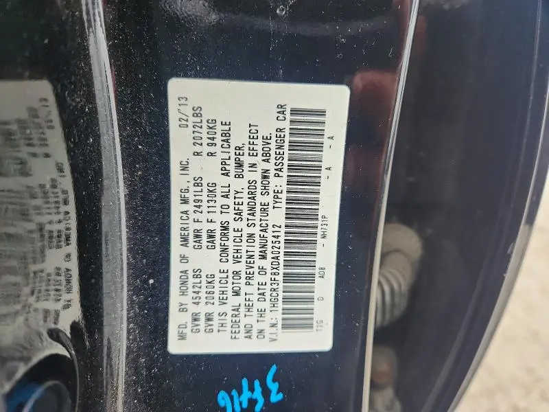 2013 HONDA ACCORD EXL  