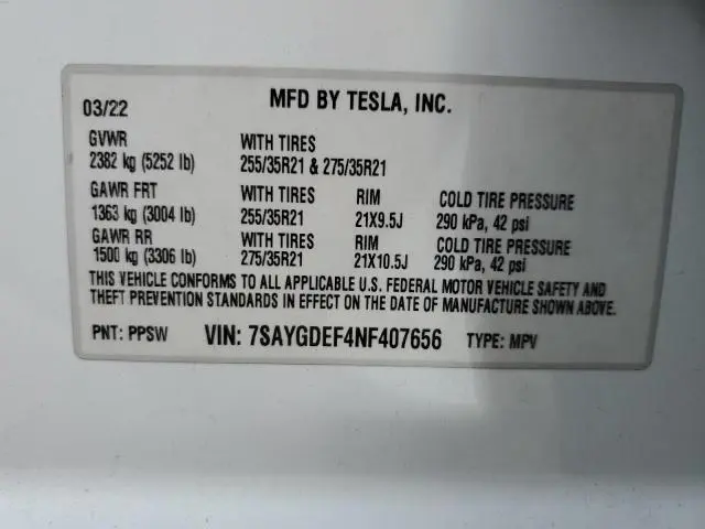 2022 TESLA MODEL Y   