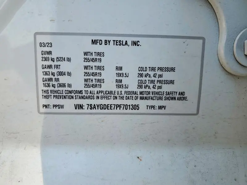 2023 TESLA MODEL Y   