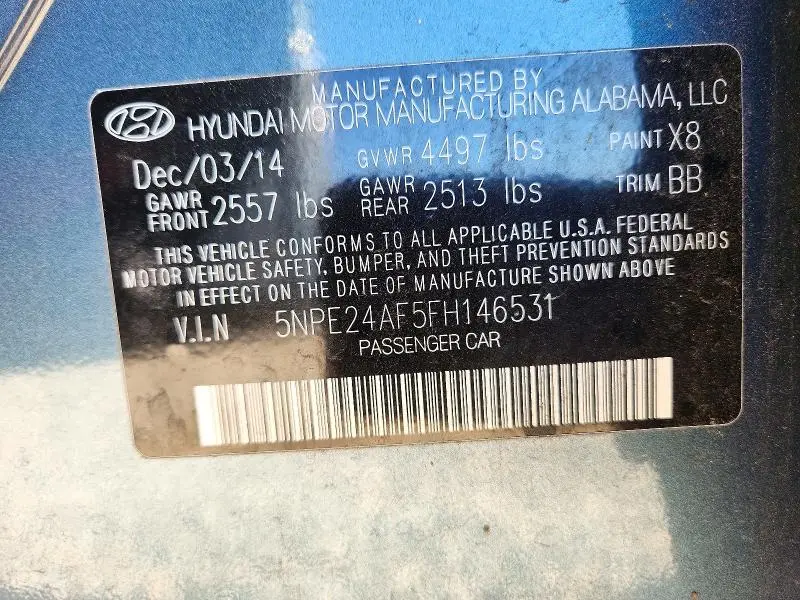 2015 HYUNDAI SONATA SE  