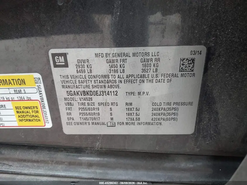 2014 BUICK ENCLAVE LEATHER