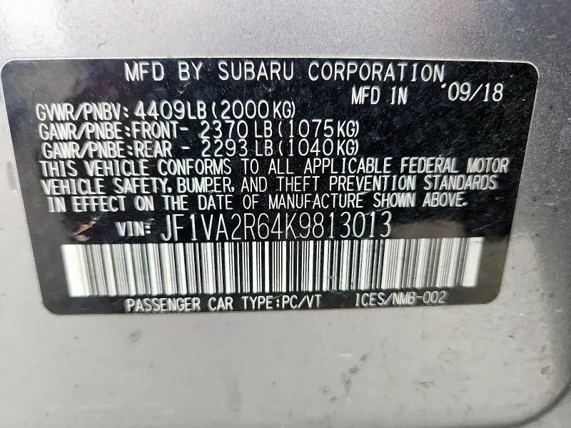 2019 SUBARU WRX STI  