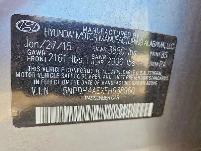2015 HYUNDAI ELANTRA SE  