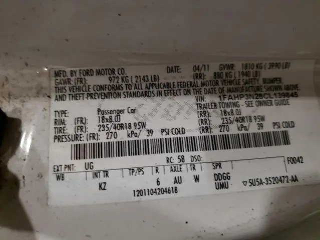 2012 FORD FOCUS TITANIUM  