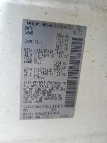 2013 NISSAN PATHFINDER S  