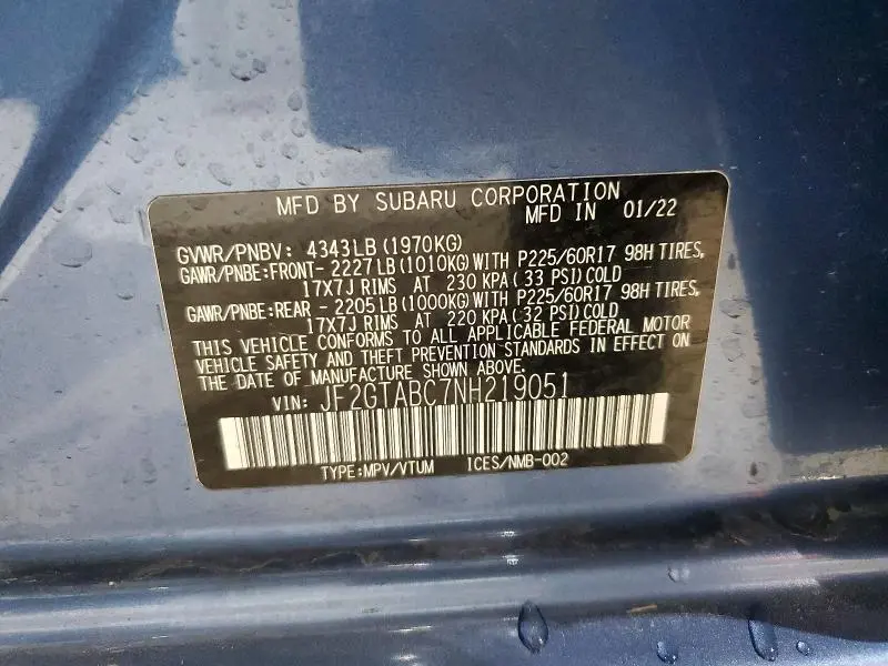 2022 SUBARU CROSSTREK   