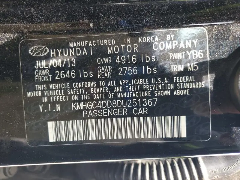 2013 HYUNDAI GENESIS 3.8L  