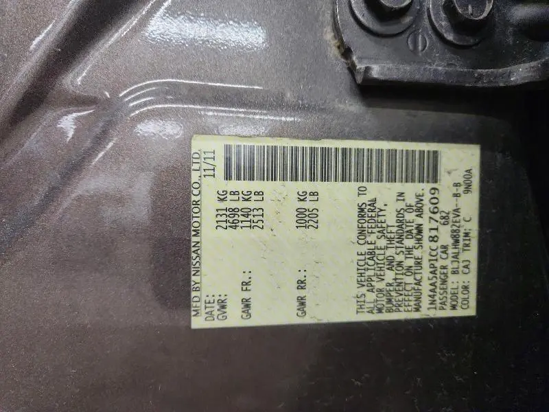 2012 NISSAN MAXIMA 3.5 S  