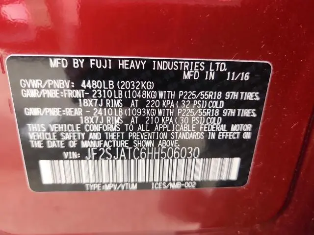 2017 SUBARU FORESTER 2.5I TOURING  