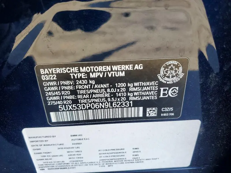 2022 BMW X3 XDRIVE30I  