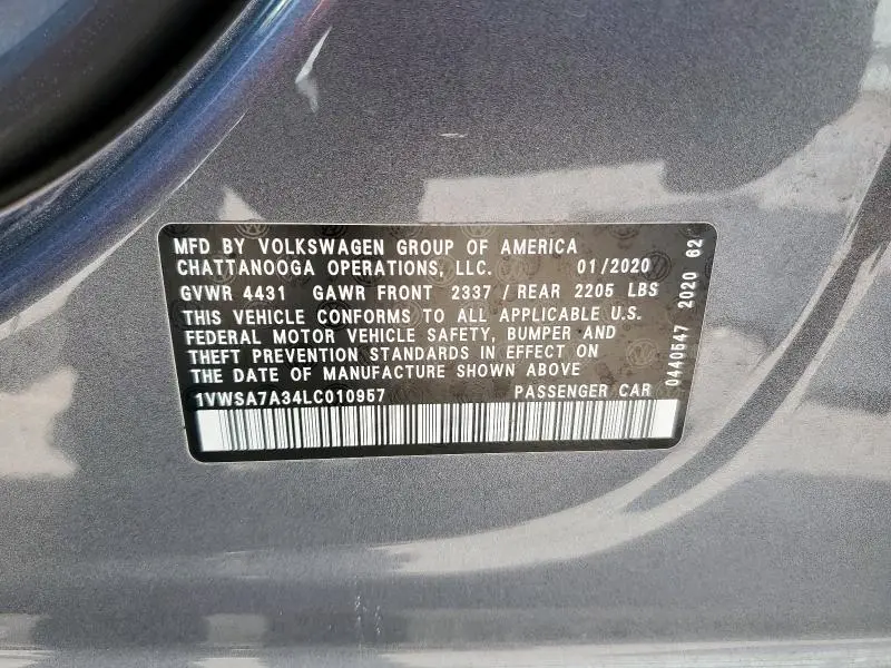 2020 VOLKSWAGEN PASSAT SE  