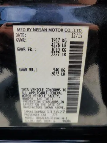 2016 NISSAN ALTIMA 2.5  